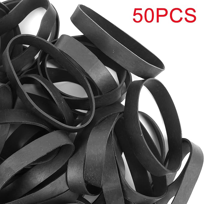AMUU Rubber Bands Size #84 Tactical Rubber Bands Black Elastics Bands 50 Pack Wide Thick for Office