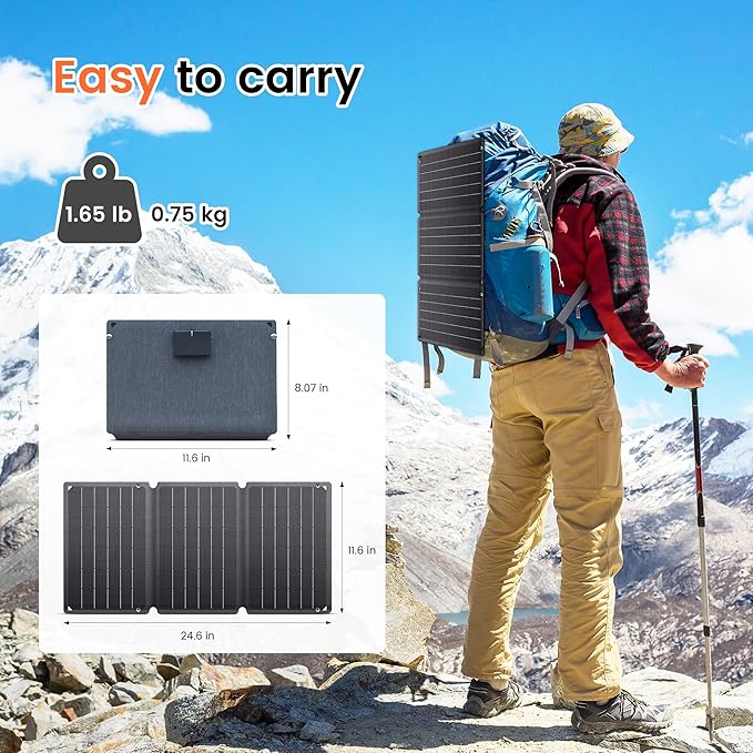 21W Portable Solar Panel - Foldable Solar Charger with Dual USB-A/USB-C for Phone Laptop Camping