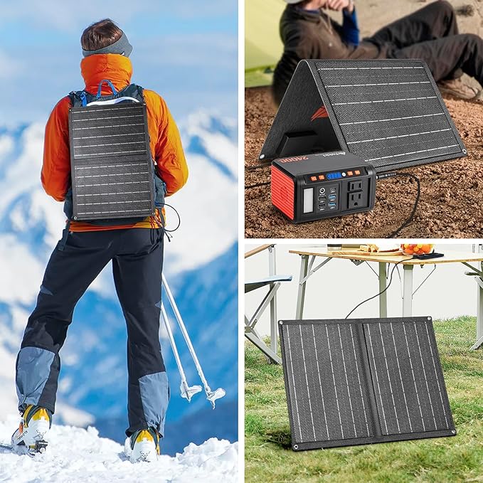 Takki 120W Peak Solar Generator Portable Power Station with 21W Panels, 88Wh Solar Charger Power