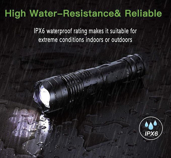 LED Flashlights, 10000 Lumen Super Bright Tactical Flashlight, Rechargeable Flash Light, 5 Modes