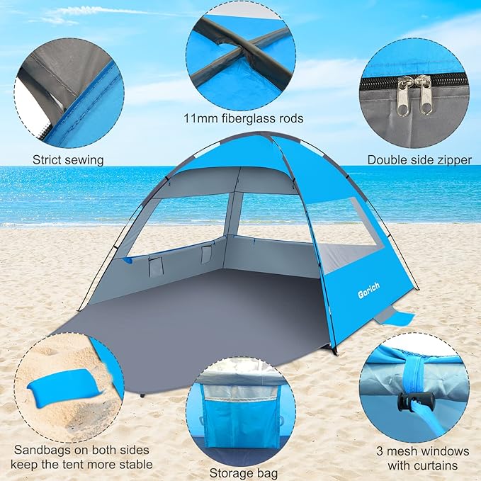 Gorich Beach Tent Sun Shelter for 3/4-5/6-7/8-10 Person with UPF 50ï¼?UV Protection, Lightweight &