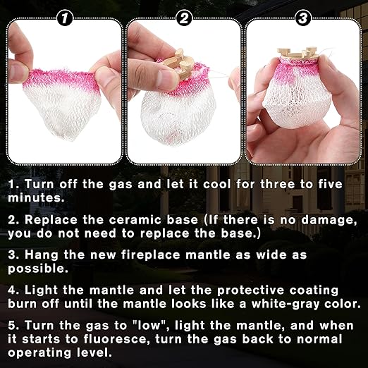 6 Pcs Gas Lamp Mantles with 179B Porcelain Attachment Ring, Soft Inverted Mantle, Lantern Mantles