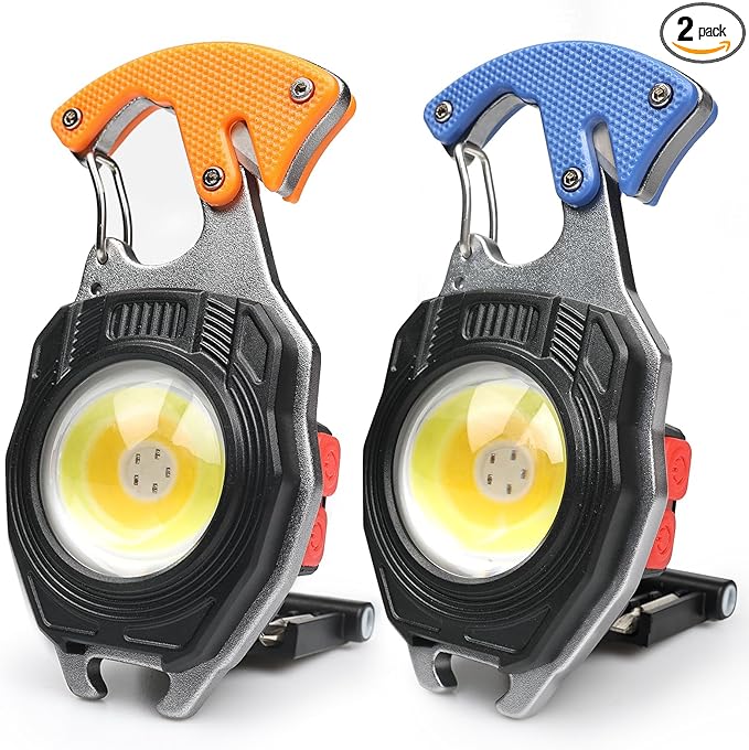 MAKDAK 2PC Keychain Flashlight Rechargeable Cob Keychain Work Light 7 Modes 1600Lumen High Lumen