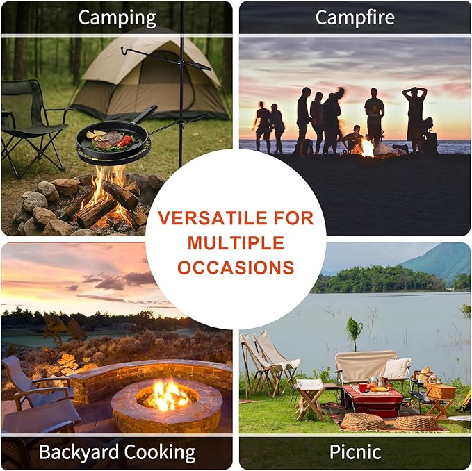 Outvita Swivel Campfire Grill, Open Fire Cooking Equipment for Camping with Height Adjustable Grill