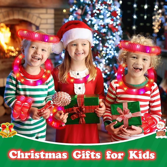 12 PCS Red Glow Sticks Party Favors for Kids, LED Light Up Necklaces Bracelets Accessories for