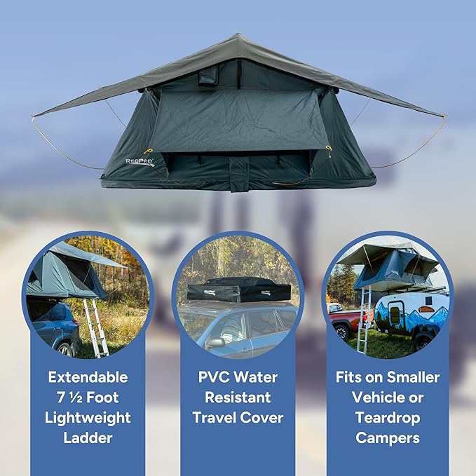 RecPro Soft Rooftop Tent with Mattress Pad | Extendable Ladder | Ventilation & Airflow | Weather