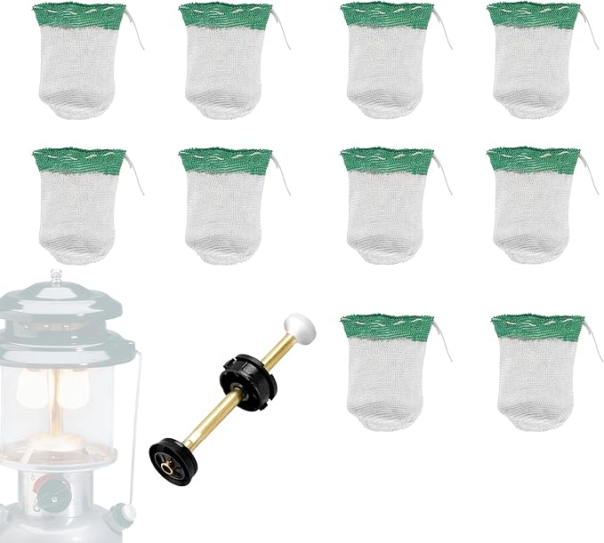 10 Pcs String Tie Lantern Mantles for Coleman - with Lantern Pump Repair Kit Fits for Coleman