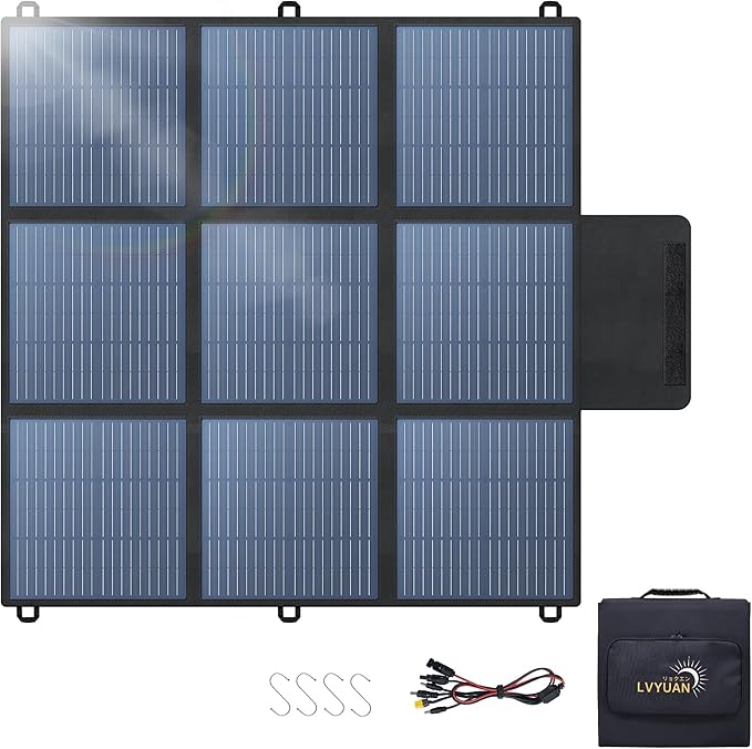 LVYUAN 300W Portable Solar Panel, 20V Foldable Pillow-Sized Solar Panel IP65 Waterproof, Upgraded
