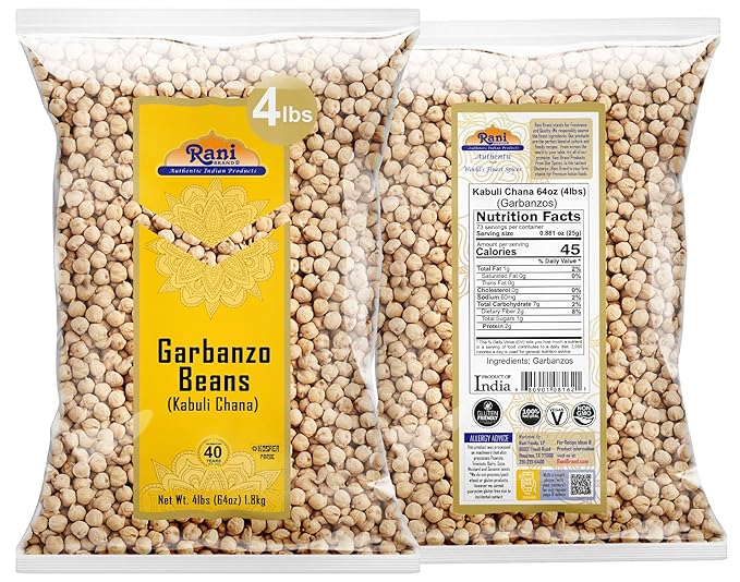 Rani Garbanzo Beans (Kabuli Chana) 64oz (4lbs) 1.81kg Bulk ~ All Natural | Vegan | Gluten Friendly