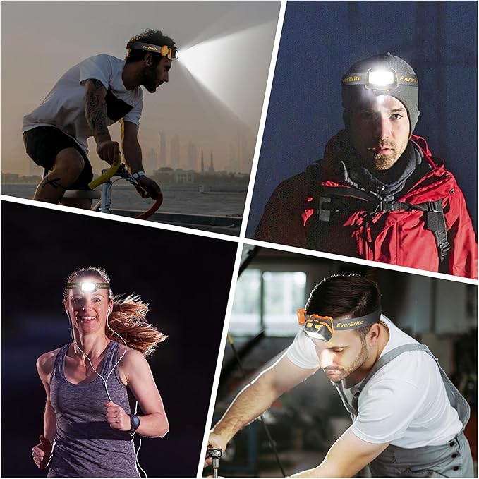 EverBrite 300 Lumens Headlamp with Red/Green/White Light Modes, Tail Light, Adjustable Headband