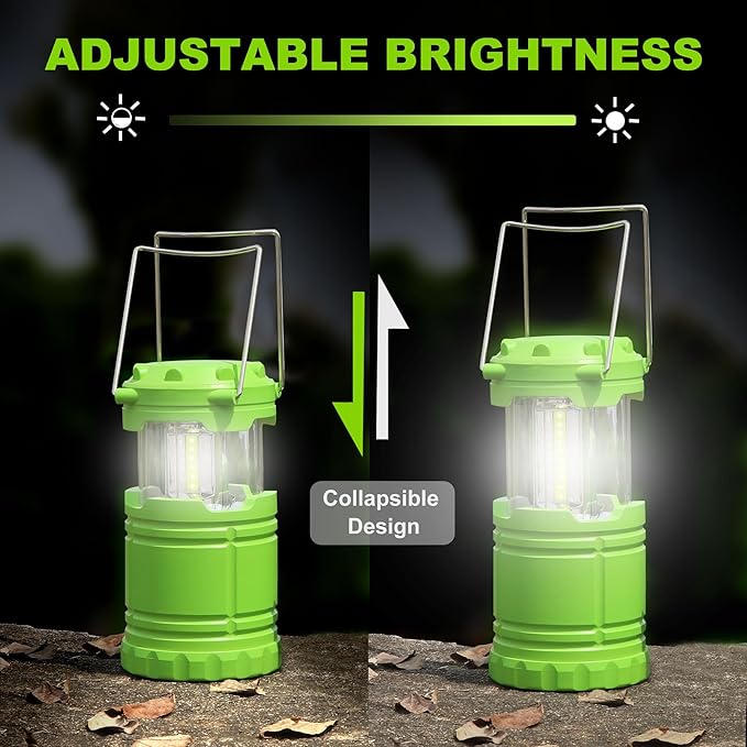1-Pack LED Green Camping Lanterns, Portable Camping Lights, Outdoor Handled Lamps, Essential