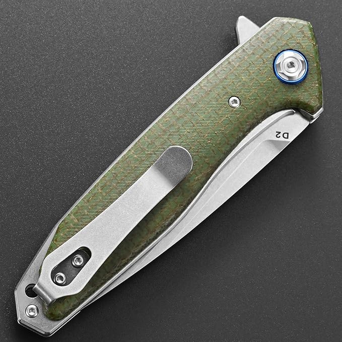 Eafengrow EF972 Folding Knife, D2 Steel Blade Micarta Handle Pocket Knife Folder for Outdoor