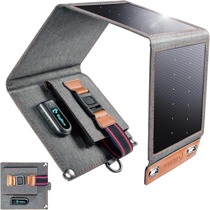 [Upgraded Tiny Solar Charger] BigBlue 14W SunPower Solar Panels with USB-A Port(5V/2.4A Max), IPX4