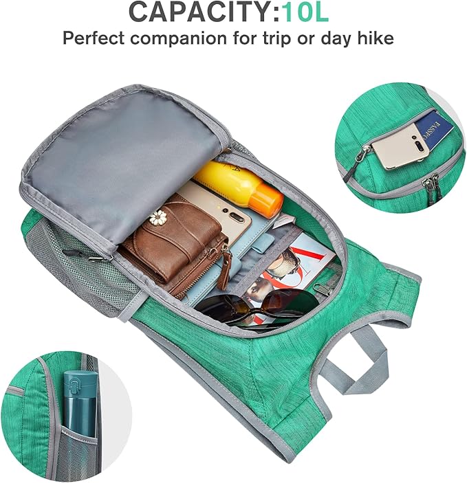 G4Free 10L/15L Hiking Backpack Lightweight Packable Hiking Daypack Small Travel Outdoor Foldable