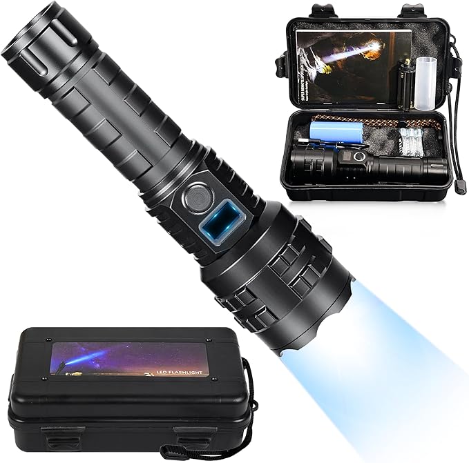 Flashlights High Lumens Rechargeable, 1000000 Lumens Hight Lumens Super Bright Handheld LED Flash