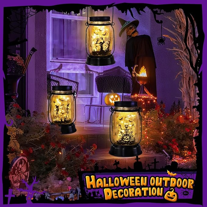 Halloween Decorations Gifts for Women/Men Halloween Skeletons Solar Lanterns Skeleton Decorations