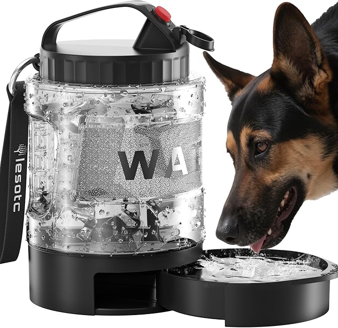 lesotc Dog Travel Water Bottle Portable with Pull-Out Drinking Bowl, 77oz Large Travel Water Bowl