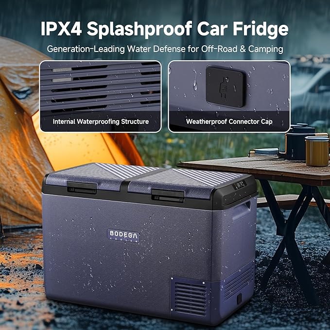 BODEGACOOLER 12 Volt Refrigerator, 100QT(95L) IPX4 Waterproof Electric Cooler, Car Fridge Dual Zone