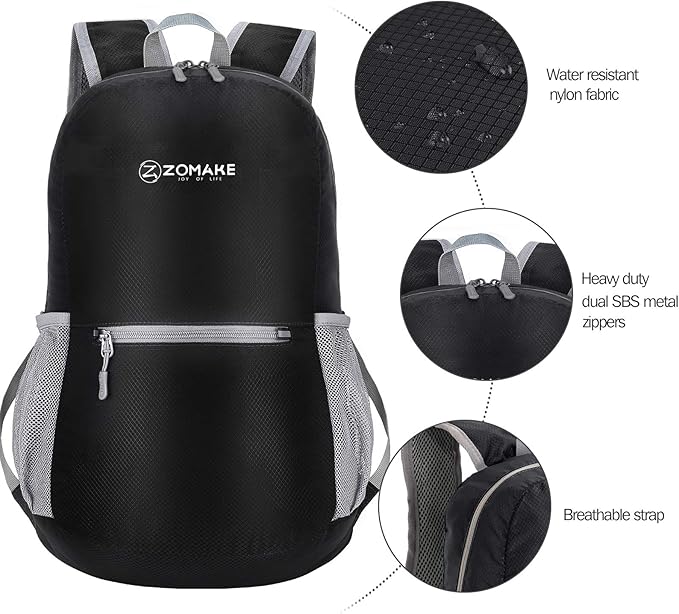 ZOMAKE Ultra Lightweight Hiking Backpack 20L, Packable Small Backpacks Water Resistant Daypack for