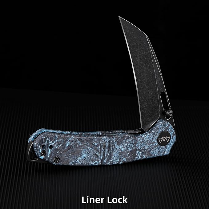 Folding Pocket Knife, 3.1" Stonewash Blade EDC Knife with Safety Liner Lock, Small Pocket Knife