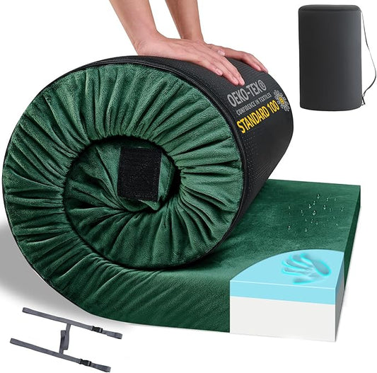 HomeMate CertiPUR-US Memory Foam Camping Mattress Pad Portable Roll Up Mattress for Adults Sleeping
