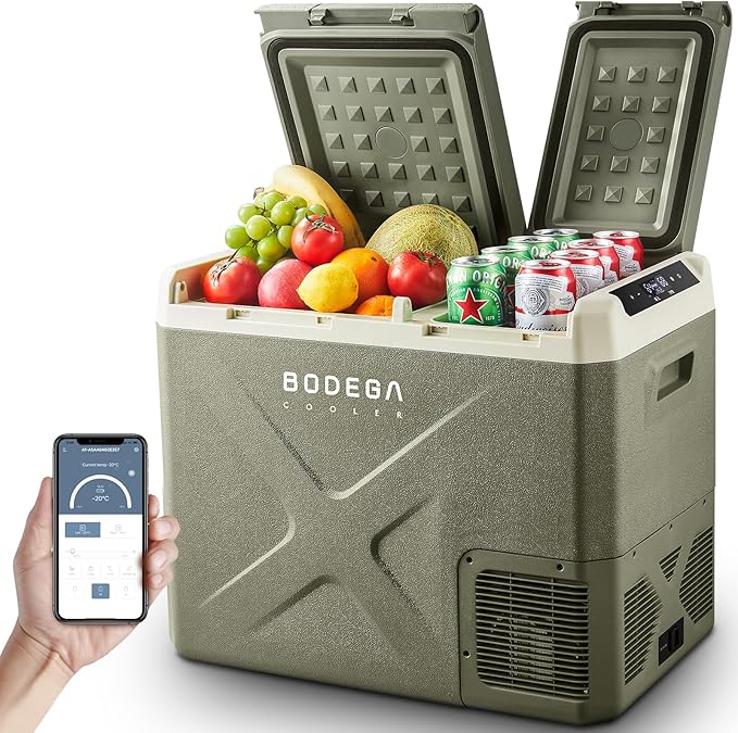 BODEGACOOLER 12V Portable Refrigerator, 42Quart (40L) Dual Zone Car Refrigerator, RV Car Fridge APP