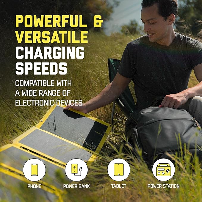 SunJack ??60 Watt Foldable Solar Panel, ETFE Waterproof Portable Solar Panel with Kickstands, USB-C