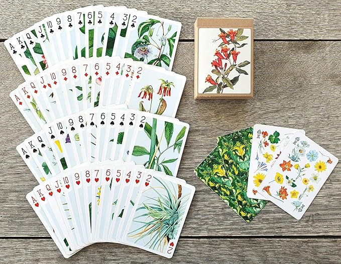 Wildflower Collection Playing Cards (Poker Deck 54 Cards All Different) Vintage Botanical