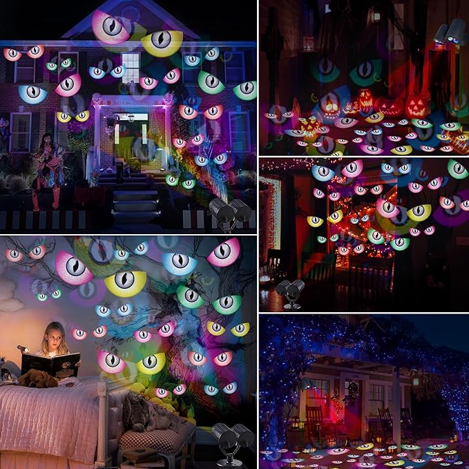 Toodour Halloween Projector Lights Outdoor, Double Head Dynamic Halloween Lights Projector with