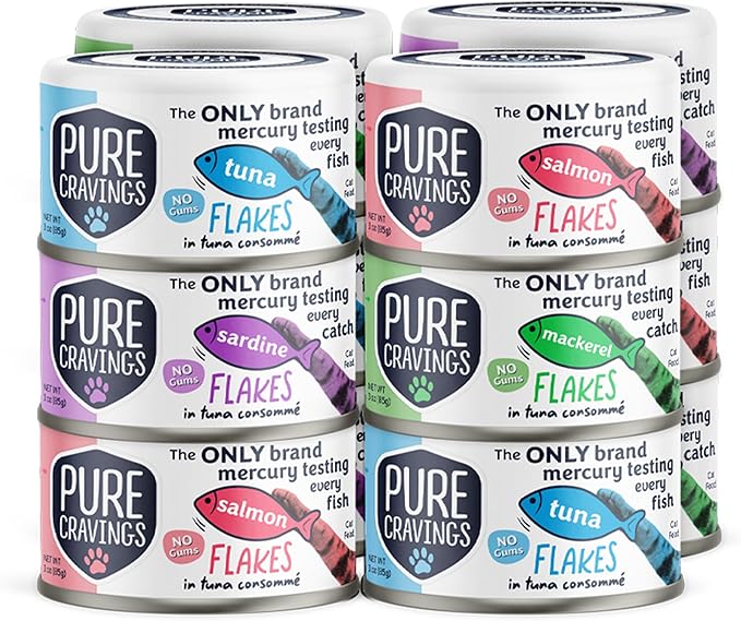 Pure Cravings Flakes in Tuna Consommé, Canned Wet Cat Food Soup, 100% Mercury-Tested, Moist Can