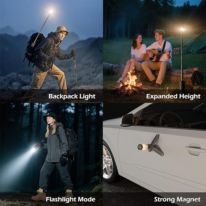 Telescopic Camping Light with Stand, 10500mAh Rechargeable Camping Lantern,Dimmable Portable