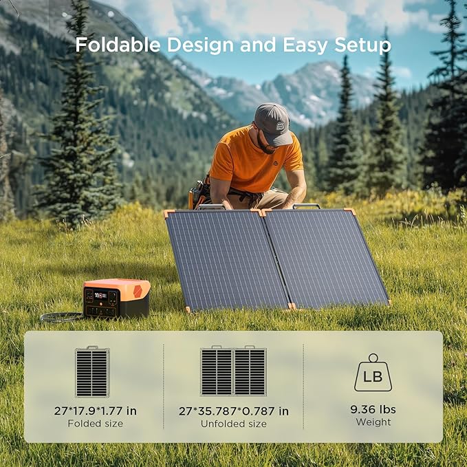100 Watt Portable Solar Panel with 20A PWM Controller,Camper Essentials,19V Foldable Solar Panel