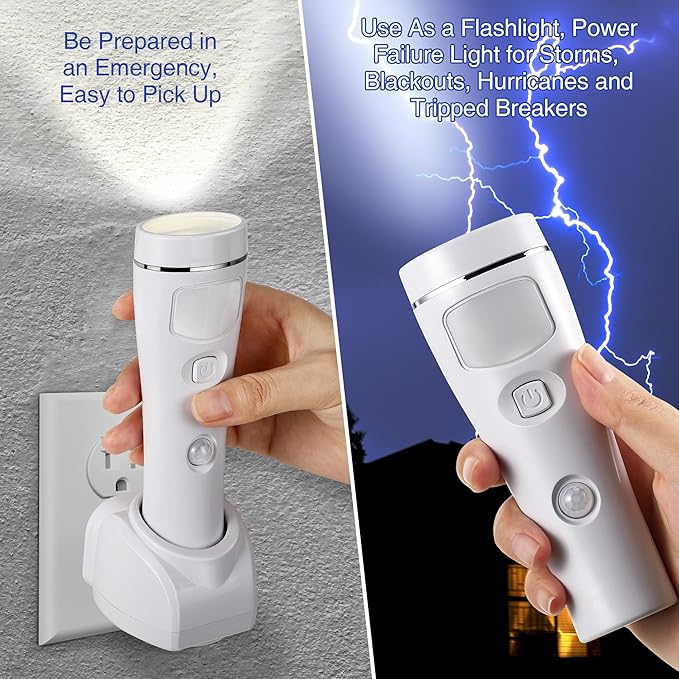 Enhon 4 in 1 LED Emergency Lights for Home Power Failure, 6 Pack Rechargeable Plug in Flashlight