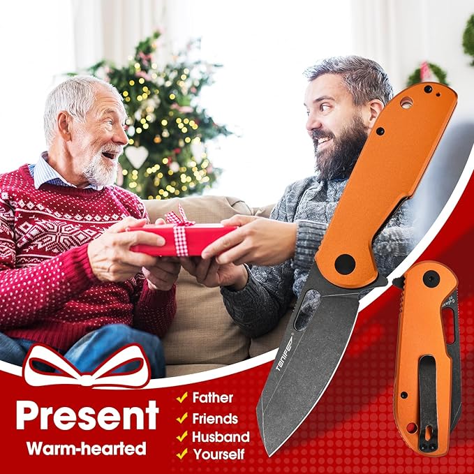 TONIFE Galaxy Mini Folding Knife with D2 Steel Blade and Aluminum Handle, EDC Pocket Tool for