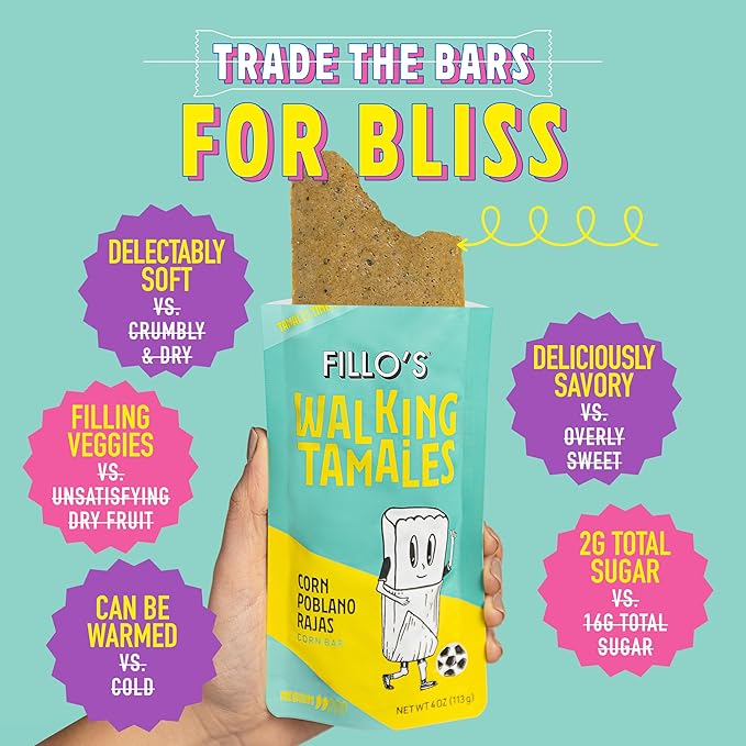 Fillo's Walking Tamales Corn Poblano Rajas, Pk of 7, Ready-to-Eat, Delicious, Gluten-Free