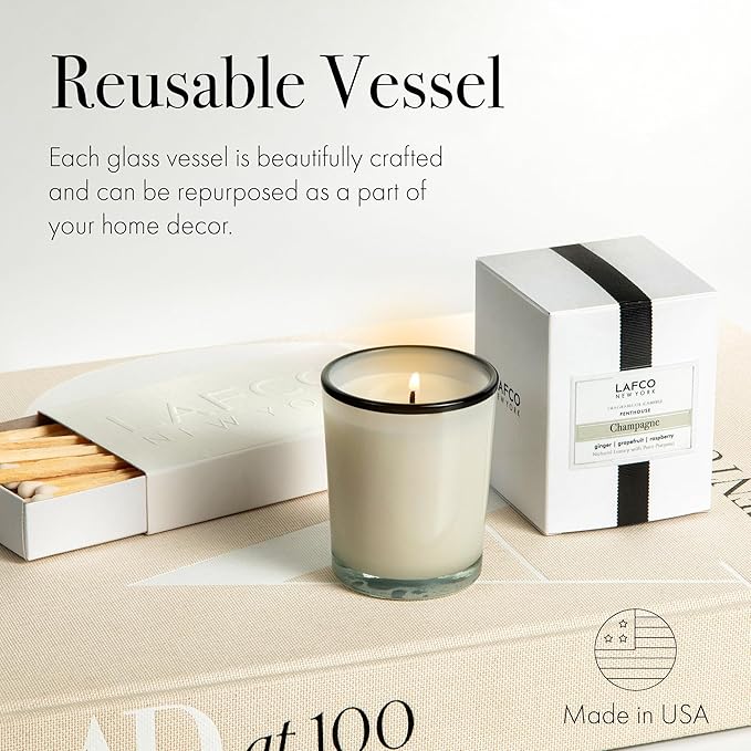 LAFCO New York Votive Candle, Champagne - 1.9 oz - 20-Hour Burn Time - Reusable Glass Vessel - Made