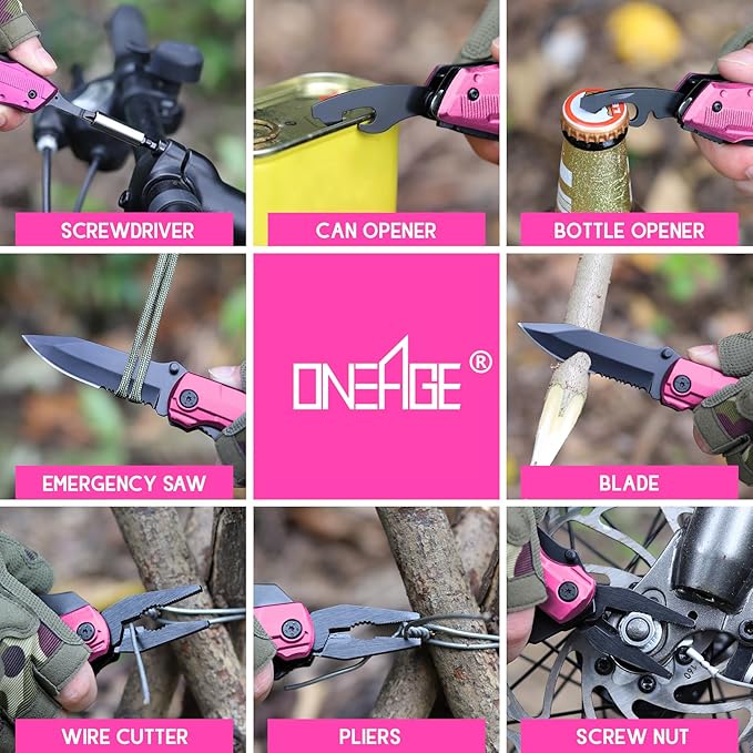 Gifts for Women Wife Girlfriend Her - Mothers Day Gifts, Pin-k Multitool Knife - Christmas Birthday