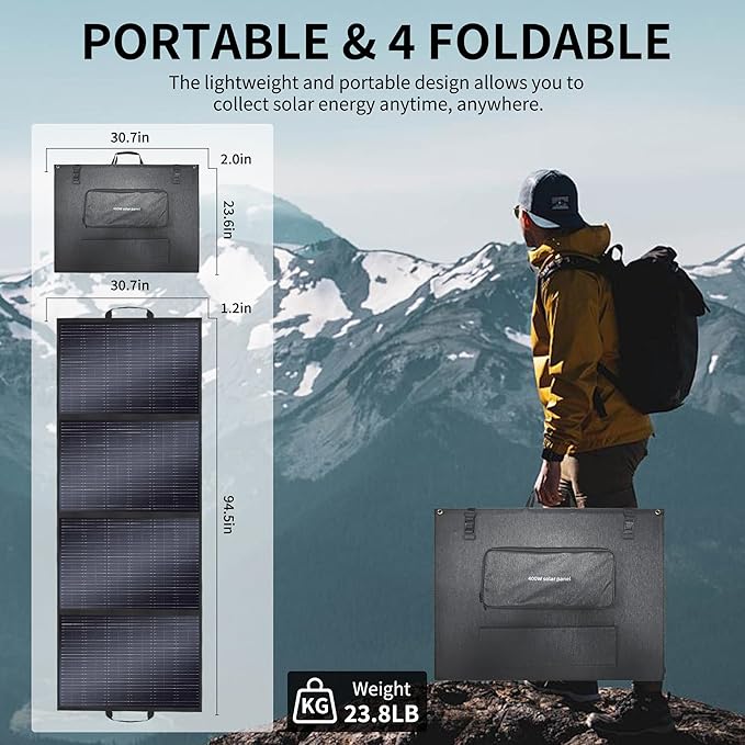 400W Portable Solar Panel for Power Station Generator,400 Watt Foldable Solar Panel Charger with