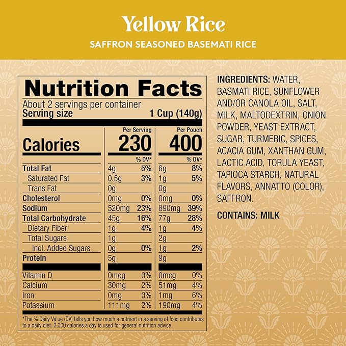 Royal Ready to Heat Saffron Seasoned Yellow Basmati Rice (8.5oz, Pack of 6)