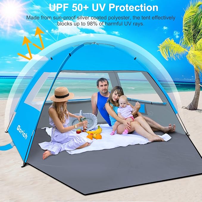 Gorich Beach Tent Sun Shelter for 3/4-5/6-7/8-10 Person with UPF 50ï¼?UV Protection, Lightweight &
