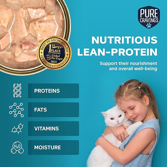 Pure Cravings Wet Cat Food Canned Salmon Cutlets in Gravy, 100% Mercury-Tested, Moist Can Fish for