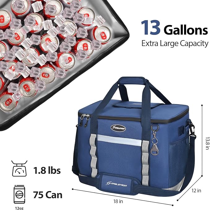 Maelstrom Collapsible Soft Cooler Bag, 24/30/60/75 Cans Beach Cooler, Ice Chest, Leakproof &