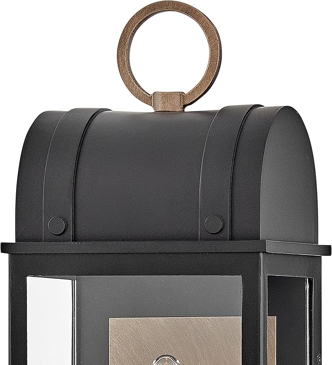 Hinkley Campbell Medium Wall Mount Outdoor Lantern - Clear Glass, Aluminum - Black Finish and