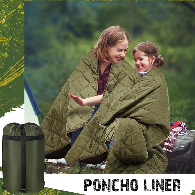 Barydat 80 x 60 Inch Woobie Military Poncho Liner Woobie Blanket Waterproof Thermal Poncho Liner