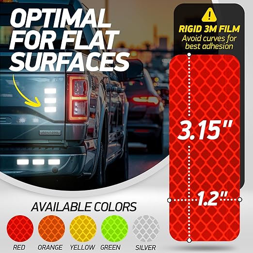 Reflective Safety Tape Stickers | 3M Diamond Grade | Red | 1.2″ x 3.15″ | 20-Pack | Safety Warning
