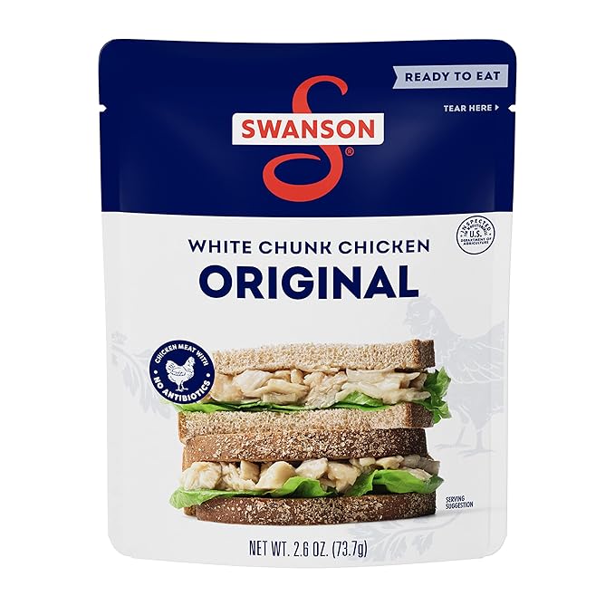 Swanson Original White Chunk Fully Cooked Chicken, Ready to Eat, Simple On-the-Go Meals, 2.6 OZ