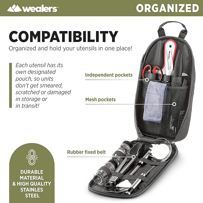 Camp Kitchen Cooking Utensil Set Travel Organizer Grill Accessories Portable Compact Gear for
