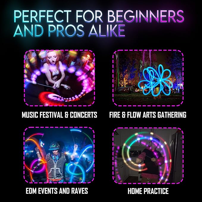 UltraPoi Ultralight LED Glow Stick (Pair (2)) - Customizable Rainbow Light Stick with Over 70
