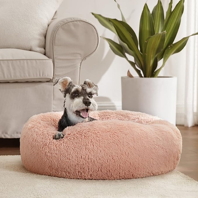 Bedsure Calming Dog Bed for Small Dogs - Donut Washable Small Pet Bed, 23 inches Anti-Slip Round