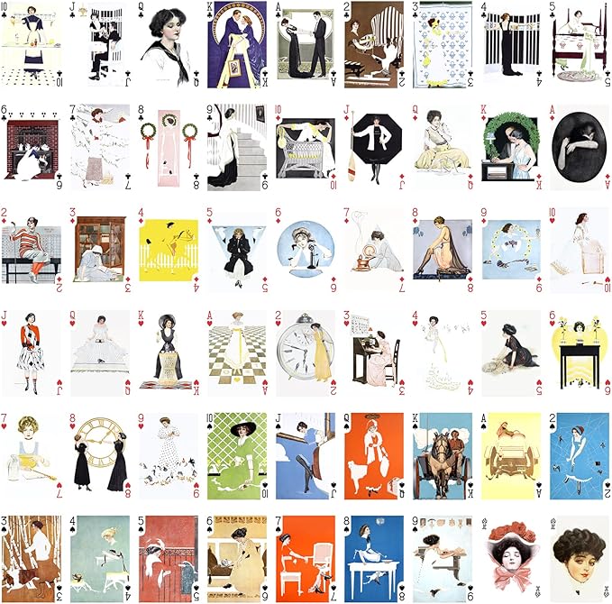 Art Deco Lady Playing Cards (Poker Deck 54 Cards All Different) Art Deco Lady Portrait by Coles